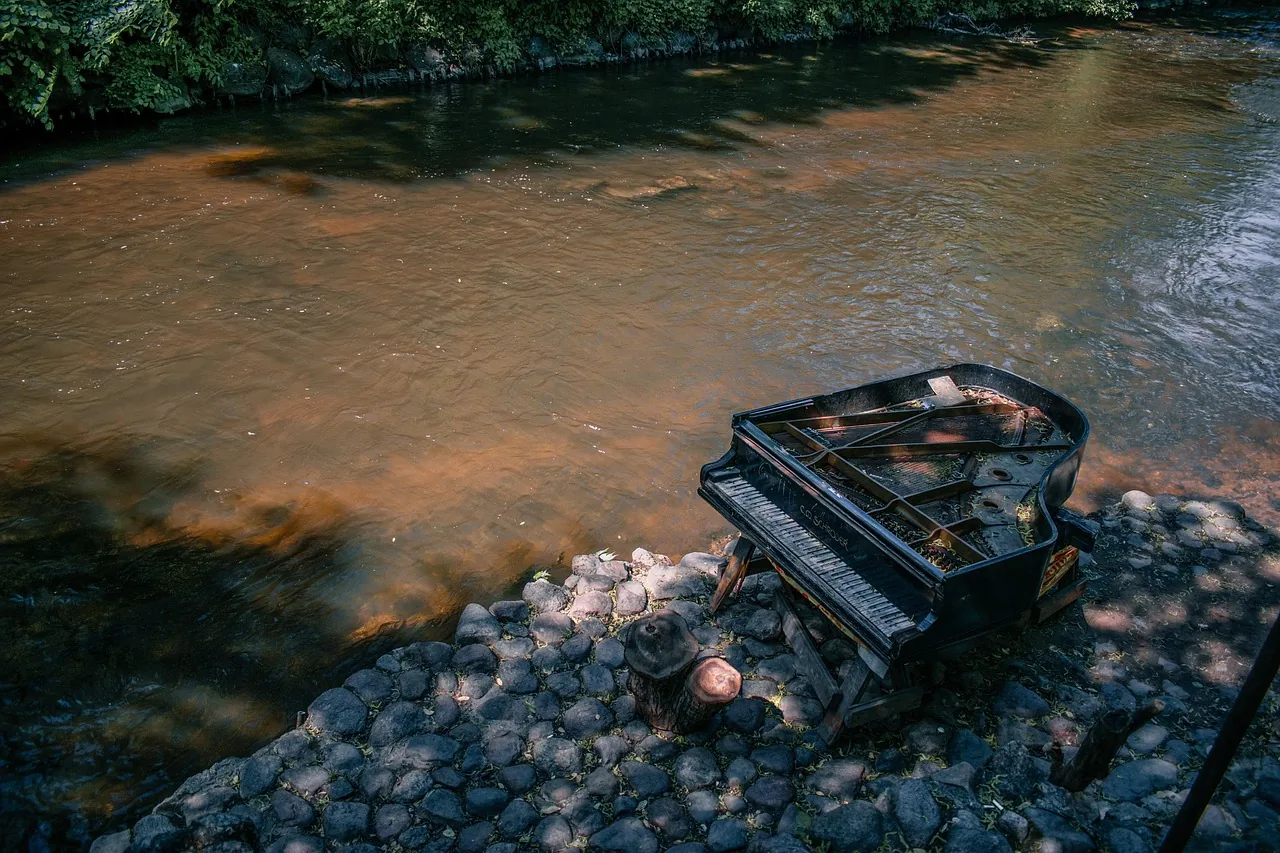 Piano à queue au bord de rivière Piano à queue au bord de rivière