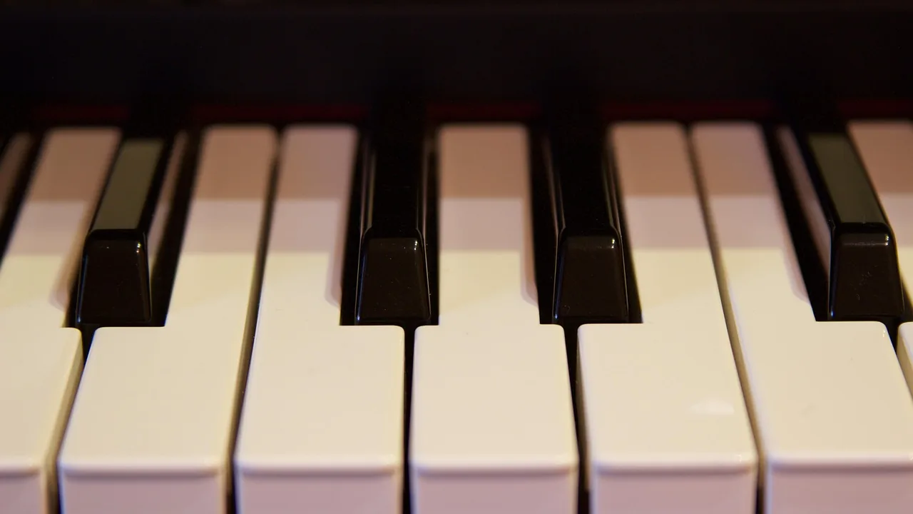 Close-up of a piano keyboard