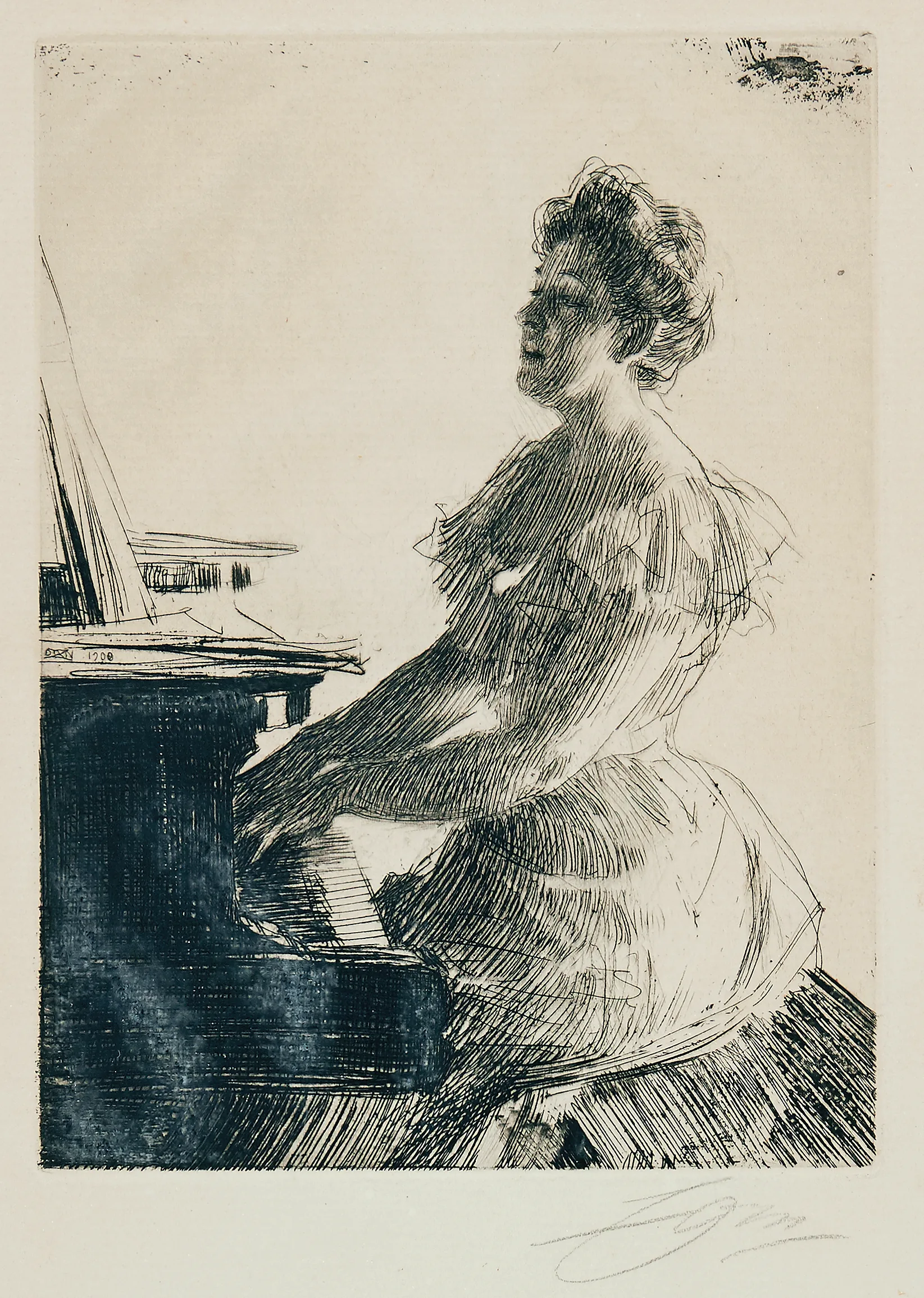 Pianist playing a piano