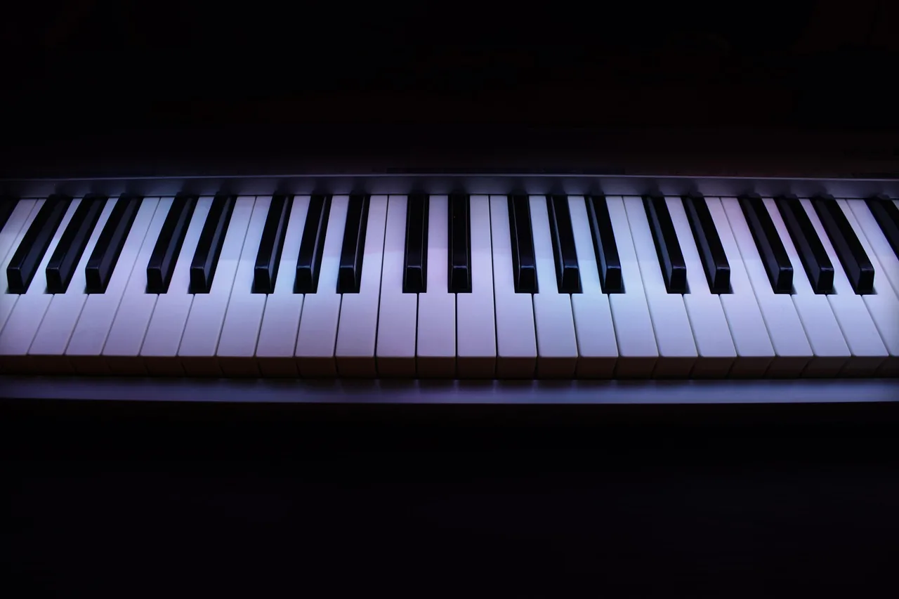 Piano keys under blue light Piano keys under blue light