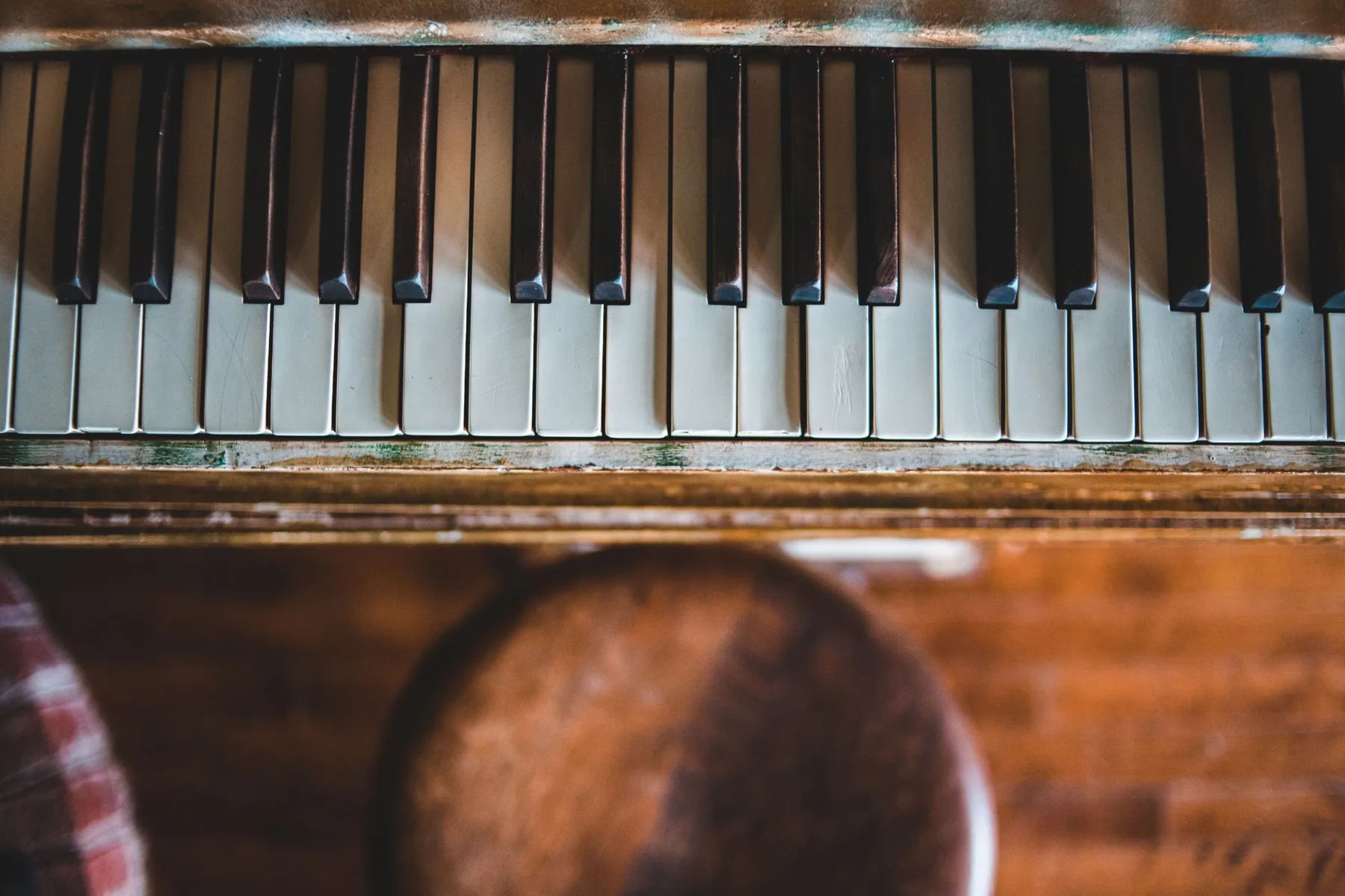 Old keys of an acoustic piano Old keys of an acoustic piano