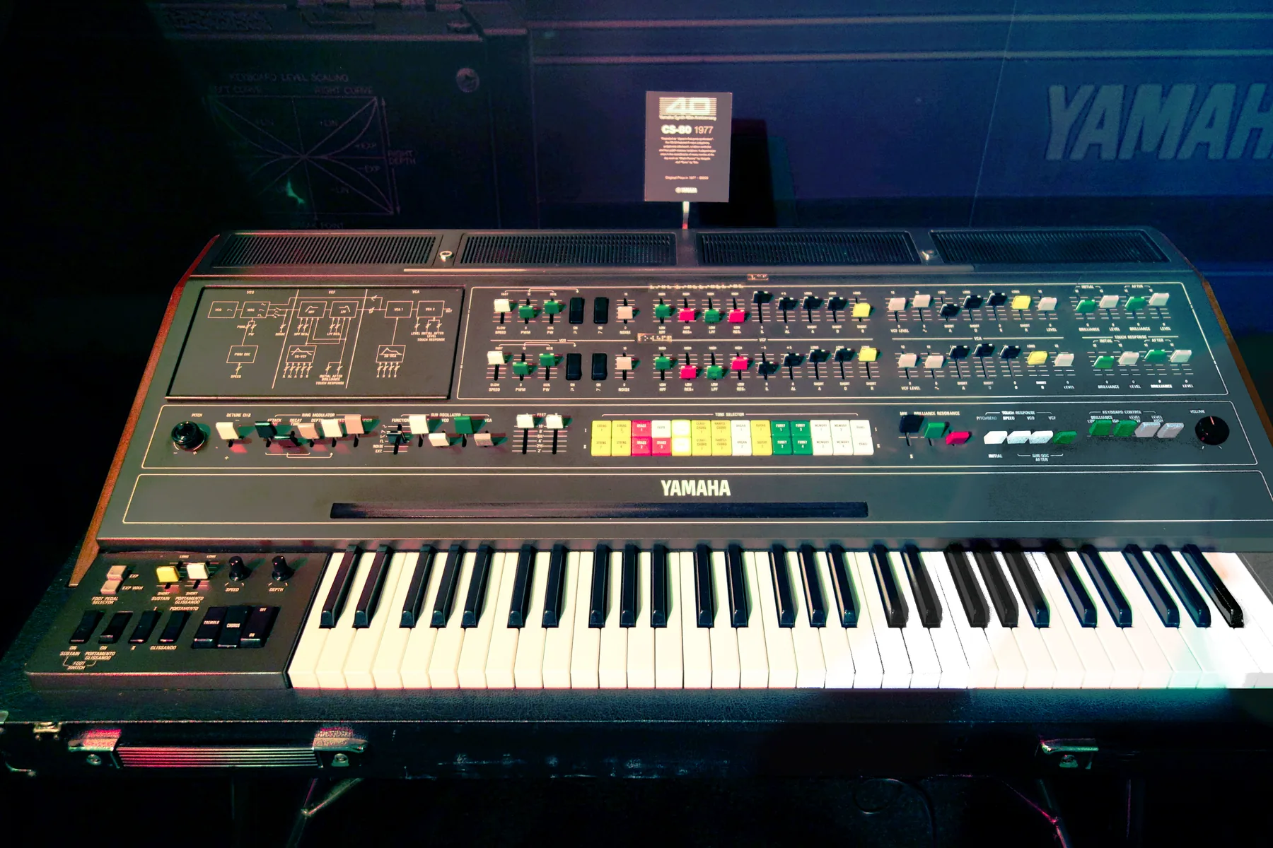 Vintage Yamaha synthesizer on stage
