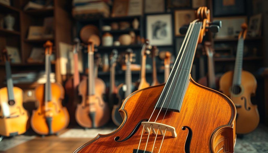 A beautifully crafted épinette sits prominently in the foreground, showcasing its intricate woodwork and elegant lines. The instrument's strings glisten softly under warm, diffused natural light, highlighting its polished surface and delicate carvings. In the middle ground, a variety of épinettes in different shapes and sizes are displayed, emphasizing their unique forms and variations. The background features a cozy, dimly lit music room, with shelves of sheet music and vintage musical decor, creating an inviting atmosphere. The overall mood is peaceful and reflective, evoking a sense of appreciation for this historical instrument. The scene is captured using a soft focus lens, enhancing the tactile quality of the wood and the craftsmanship, with a slight depth of field to draw attention to the epitome of the épinette. A beautifully crafted épinette sits prominently in the foreground, showcasing its intricate woodwork and elegant lines. The instrument's strings glisten softly under warm, diffused natural light, highlighting its polished surface and delicate carvings. In the middle ground, a variety of épinettes in different shapes and sizes are displayed, emphasizing their unique forms and variations. The background features a cozy, dimly lit music room, with shelves of sheet music and vintage musical decor, creating an inviting atmosphere. The overall mood is peaceful and reflective, evoking a sense of appreciation for this historical instrument. The scene is captured using a soft focus lens, enhancing the tactile quality of the wood and the craftsmanship, with a slight depth of field to draw attention to the epitome of the épinette.